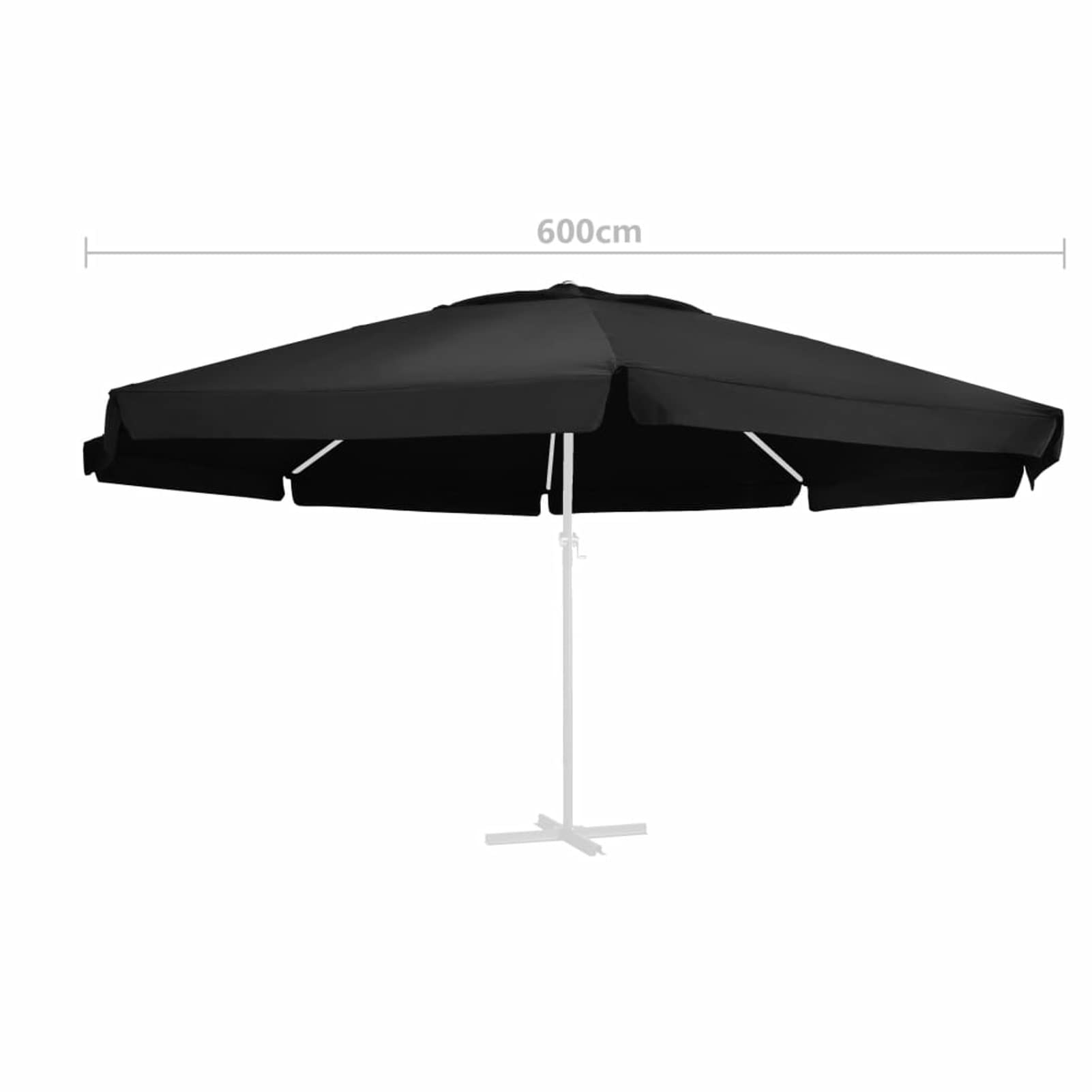 Telo di Ricambio per Ombrellone Nero 600 cm,Telo Gazebo Copertura in Tessuto Poliestere 100% - Telo per Gazebo da Giardino Esterno Vari Modelli