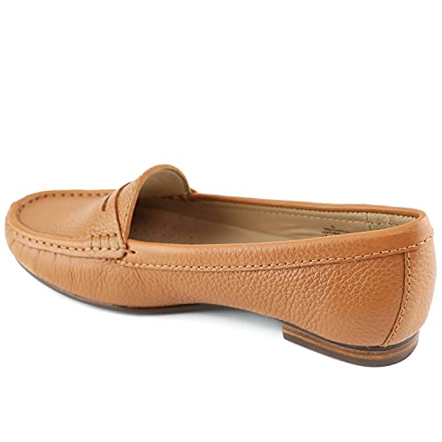 Image of Womens Casual Genuine Leather Comfortable Lightweight Driving Moaccasins Classic Fashion Penny Slip On Ladies Driving Loafer Flat Shoes