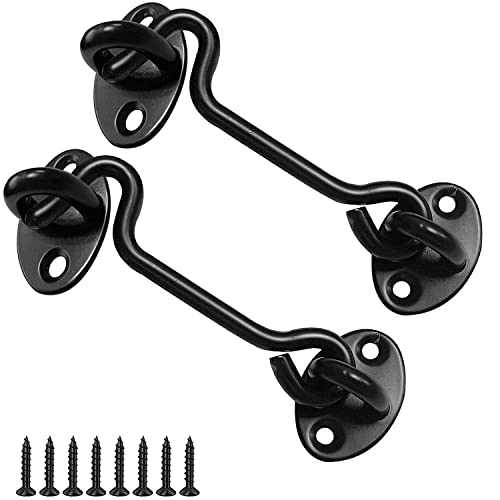 Hook and Eye Latch - 2 Pcs 75 mm Cabin Hook Gate Hook Lock Stainless Steel Heavy Duty Gate Latch for Window Garden Door