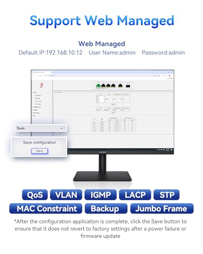 Image of 8 Port 2.5G Web Managed Ethernet Switch with 10G SFP+, Support LACP /VLAN /QoS /STP /IGMP, 2.5 Gigabit Network Switch for PC /NAS /AP, Metal Housing Fanless Ethernet Hub, Desktop /Wall-Mount