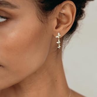 Gold Dangle Earrings for Women,Prom Jewelry Dainty Earring 14K Gold Plated Drop Earrings for Women Trendy Hypoallergenic CZ Dangling Earring