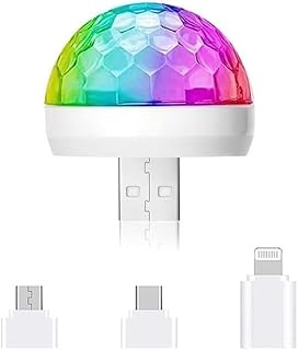 Mini Disco Lights, Sound Activated Disco Ball Party Lights, Applicable to USB Interface and Phones - RGB Light Effect Units for Home Disco, Kids Birthday, Christmas Party etc.