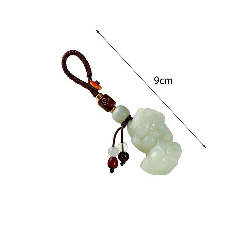 Llavero LLavero de coche auténtico Hetian Jade Pixiu colgante hombres y mujeres colgante joyería, mochila colgante adornos for llaves Llaveros Para Llaves De Coche