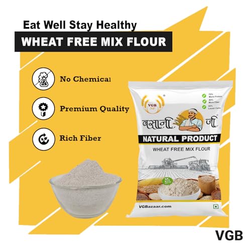 Image of Vasani G Wheat-Free Multi Millet Flour | Mix Grain Atta with Bajra, Jowar, Ragi, Maize, Barley & Kala Chana | Multi Grain | Gluten-Free Atta | No Wheat Flour - 500g