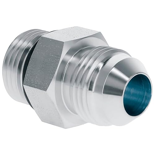 Image of Straight Hydraulic Hose Adapter Fittings, 6400-08-08 1 /2 inch Male JIC (3 /4 inch-16 thread) x 1 /2 inch Male ORB (3 /4 inch-16 thread) Connectors x 5 pack