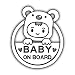 Reflective Baby on Board Sign for Car, Caution Decals Reflective Kids Safety Warning Sticker Marks for Driver, Heat Resistant, Long Lasting, Waterproof-White