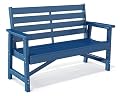 IVY&LANE Outdoor Bench | HDPE Plastic | 2-Person | Garden Benches | Weatherproof | Blue | for Patio Park Porch Outside Backyard