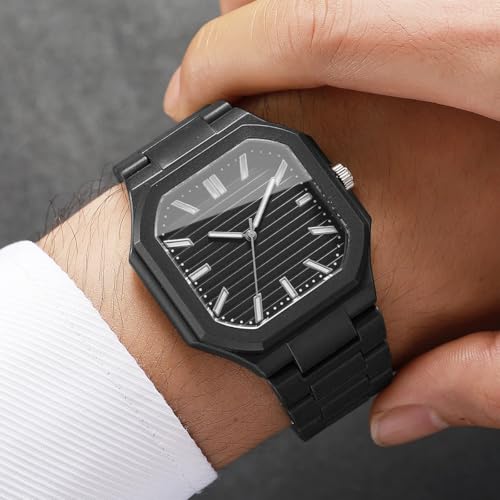 Image of Shocknshop Minimalist Creative Square Analog Casual Plastic Chain Strap Wrist Watch for Men Boys -WCH382