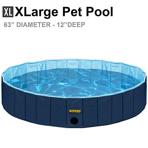 KOPEKS Faltbar und Mobiles Swimming Pool Plantschbecken Hundepool 160 x 30 cm, Extra groß XL - XXL - Dunkelblau und… – Bild 4