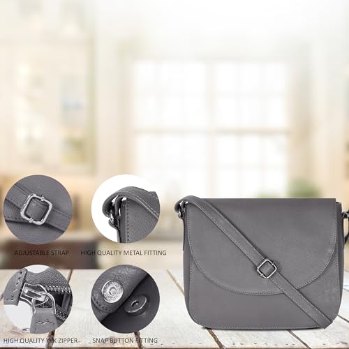 Image of Genuine Leather Shoulder Crossbody Purse For Women with Adjustable Strap, Mobile Pocket & Outside & Inside Zipper