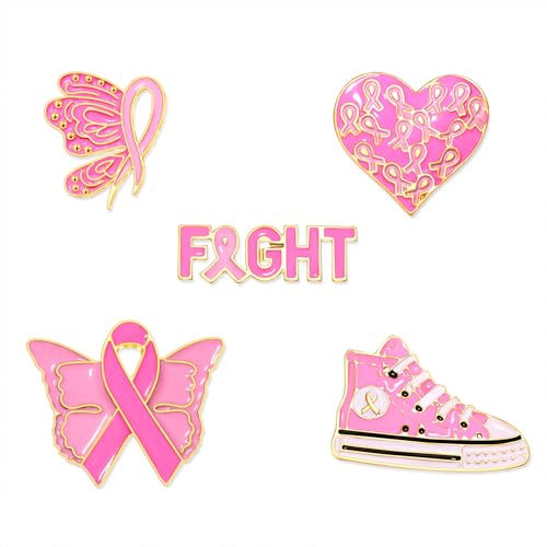 Image of Breast Cancer Awareness Pins Bulk Pink Ribbon Brooches for Women Faith Hope Lapel Pins Breast Cancer Awareness Jewelry Accessories Decorations Charity Public Fundraiser Supplies