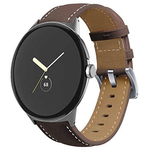 KROREN Correia para Google Pixel Watch Pulseira, couro substituir pulseira para Google Pixel Watch, Café, Tira