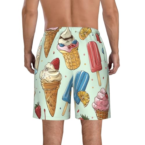 Cute Ice Cream Popsicle Summer Dessert Vintage Men's Quick Dry Swim Trunks Surfing Beach Mesh Board Shorts3