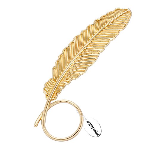 Image of NOUMANDA Shiny Golden Animal Feather Magnetic Eyeglass Holder Brooch