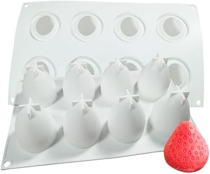3D Strawberry Shape Silicone Cake Mould, Non-Stick Jelly Pudding Mould for Cake Fondant Soap DecoratingStyle 1