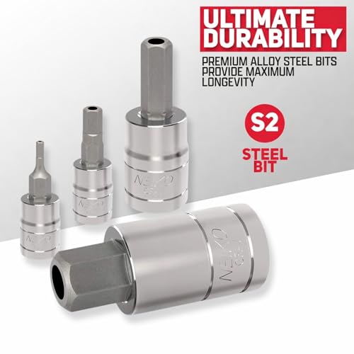 Image of Neiko 01144A Tamper-Proof Hex Bit Socket Set, 26 Pieces | SAE (5 /64-9 /16 inch) and Metric (2-14MM)