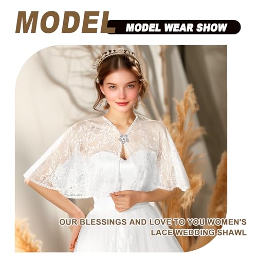 Girl's Lace Bridal Wedding Shawls, White Floral Embroidered Shrug Bolero Cape Guest Flower Girls4