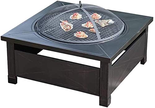 Fire Pits Outdoor Wood Burning Large Bonfire Wood Burning Patio Coal Grill Firepit for Outside Grill Charcoal Smokeless Grill with Spark Screen Poker with Cover BBQ Cooking for Outside Camping Backyar