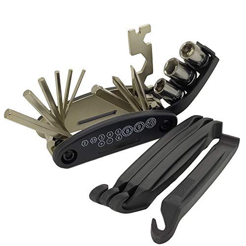 16 in 1 Multi-Function Bike Bicycle Cycling Mechanic Repair Tool Kit?Bicycle Tool Kit, Motorcycle Portable Multifunctional Repair Tool Set? Folding Metric Repair Tool Set Kit? 4 pcs Tire Pry Bars Rods