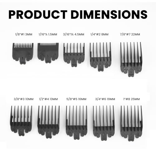10 Stk Trimmer Aufsätze Haarschneidemaschine Aufsätze, Hair Clipper Guards, Haarschneider Schiebeaufsatz, Haar Clipper Guide Limit Kamm für 3,8 x 4,5 cm Trimmer, Bartschneider Aufsteckkamm(1,5-25mm)