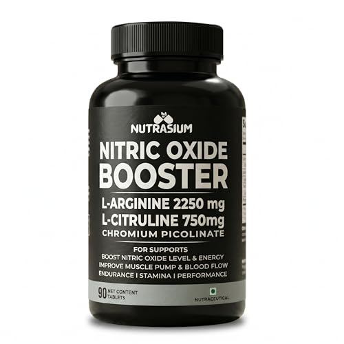 Image of Nutrasium Nitric Oxide Booster | L-Arginine 2250mg | Muscle Pump & Stamina | 90 Tabs