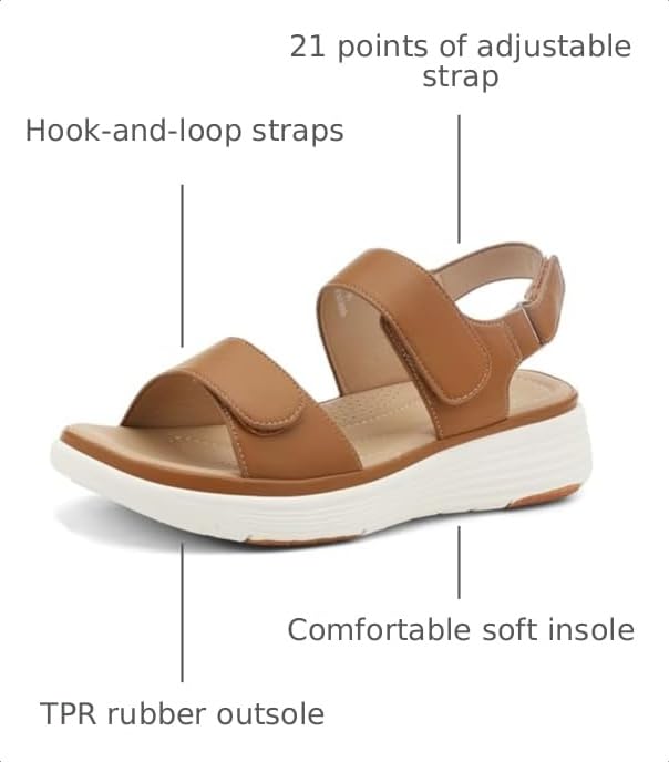 Image of UBFEN Womens Platform Sandals Wedge Walking Comfortable Casual Adjustable Strap Lightweight Open Toe