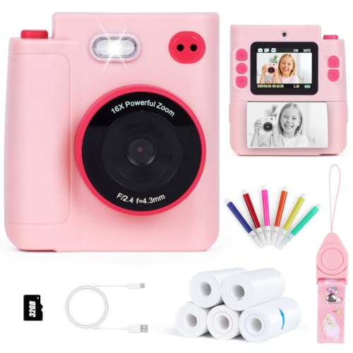 Cudinham Kids Camera Instant Print, Gifts for Age 3-12 Kids, 5 Rolls Paper