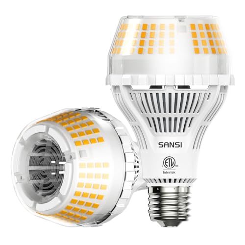 Image of SANSI 250W Equivalent LED Light Bulb 4000 Lumens, 2-Pack, 3000K Soft Warm | E26 A21 Super Bright LED Bulbs Non-Dimmable, 22-Year Lifetime, ETL Listed, 27W Energy Saving Light Bulb for Home Garage