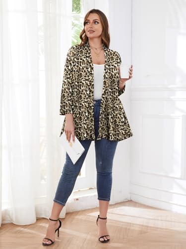 Image of BELAROI Plus Size Lightweight Cardigan Sweaters for Women Casual Open Front 3 /4 Sleeve Cover Up