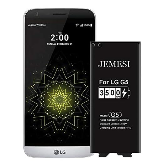 JEMESI Batteri för LG G5, 3500 mAh litiumjonbatteri ersättning för LG G5 BL-42D1F Batt (1 års garanti)