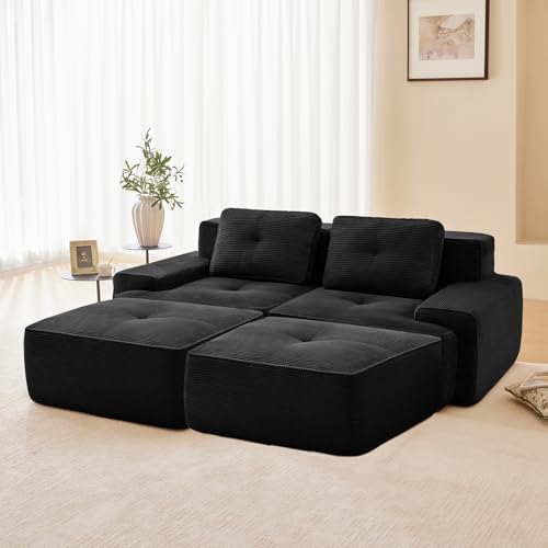 Image of Corduroy Modular Sectional Sofa, Oversized Cloud Couches for Living Room
