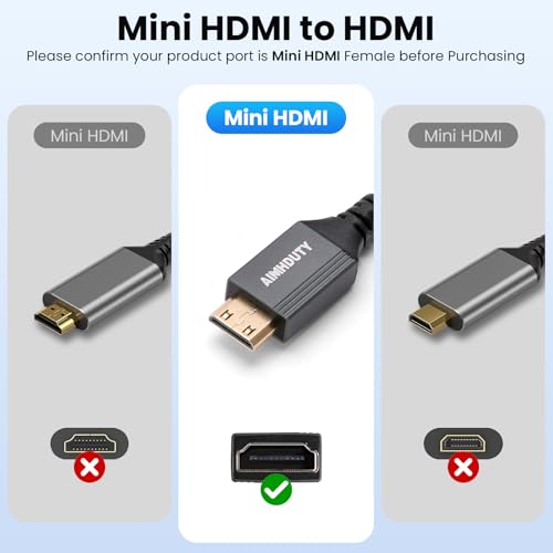8K Mini HDMI to HDMI Adapter Right Angle Cable, 90 Degree Mini HDMI (Male) to HDMI (Female) L-Shaped Converter Connector, support 8K@60Hz,4K@120Hz, Compatiable for Raspberry Pi Zero, Camera, Monitor