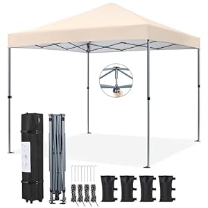Yaheetech 3 x 3 m pop-up paviljoen, vouwpaviljoen, waterdicht en stabiel, One Push tuinpaviljoen, uv-bescherming 50+, partytent, vouwtent incl. 8 haringen, 4 zandzakken en 1 draagtas voor camping en