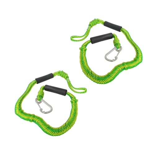 LINGSEE New 4 Feet Boat Bungee Dock Lines with Stainless Clip, Jet Ski Accessories Quick and Easy Dock Rope for PWC Jet Ski Seadoo WaveRunner Pontoon Boat Bass Boat (Green Yellow)