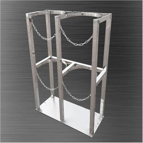 Estante de almacenamiento de cilindro de gas de acero inoxidable con cadena protectora y estante organizador seguro para una fijación segura en uso industrial y doméstico