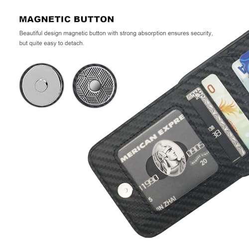 Image of KIHUWEY Compatible with iPhone 13 Pro Case Wallet with Credit Card Holder, Premium Leather Magnetic Clasp Kickstand Heavy Duty Protective Cover for iPhone 13 Pro 6.1 Inch (Carbon Black)
