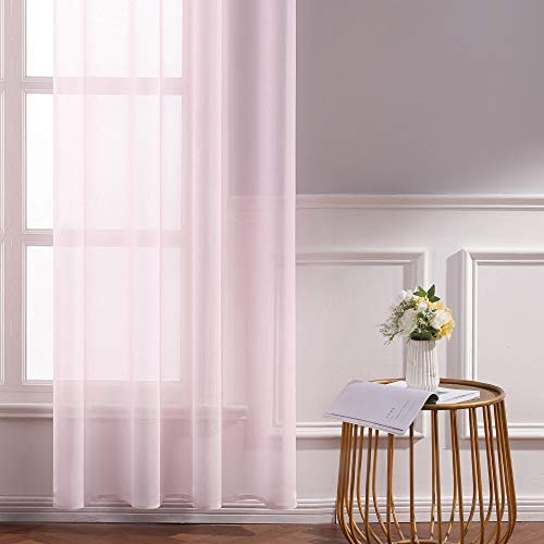MIULEE doorschijnende raamgordijnen met 2 panelen, elegante voile raampanelen, gordijnen, raamaankleding voor slaapkamer… - Afbeelding 4