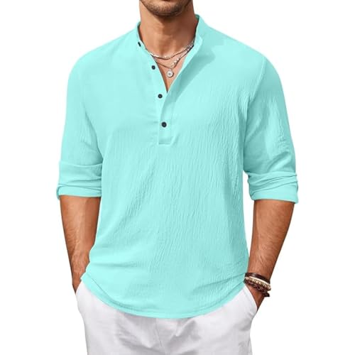 Image of Bellstone Men's Cotton Blend Solid Regular Fit Full Sleeve Short Kurta | Men's Trendy Short Kurta | Ethnic Stylish Casual Lightweight Summer Kurta for Daily and Occasion Use