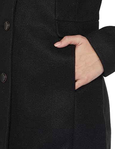 Image of Qube By Fort Collins Women's Semi-Long Tweed Coat with Knitted Finish - Elegant Winter Outerwear for Casual and Formal Looks