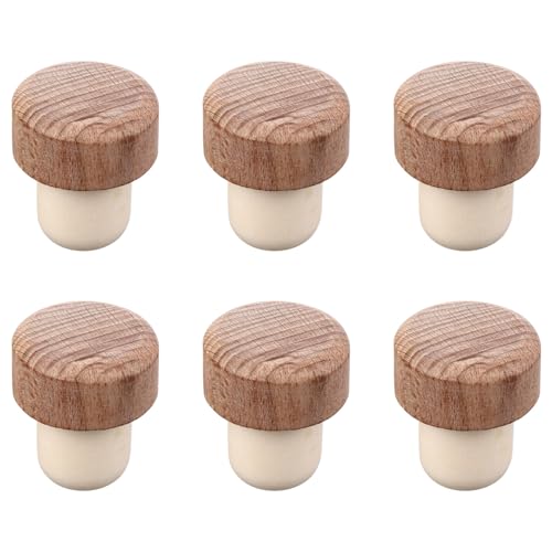 Gadpiparty Tapones de Vino de Madera de 29 MM 6 Unidades Tapón de Sellado Hermético para Botellas Fabricados Madera de Haya Resistente Ideales para Conservar el Sabor del Vino Abierto