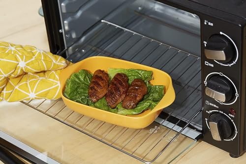 Image of Ceramic baking dish - Casserole Baking Dish with Handle, Baking Dishes for Oven, 9'' x 5'' Individual Baking Pan, Color Painted Porcelain Bakeware Set| Pack- 2(Yellow)