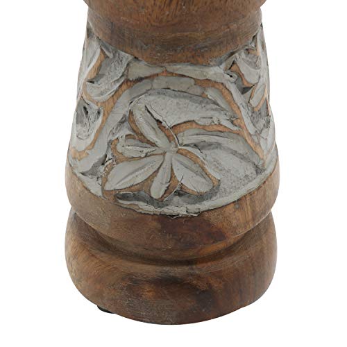 Deco 79 Wood Abstract Candle Holder, Set Of 3 6", 8", 10"H, Bronze #TOP3