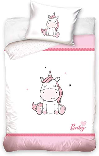 DHestia - Juego de Funda Nórdica 100% Algodón Natural para Cuna de Bebé Unicornio Baby1910017