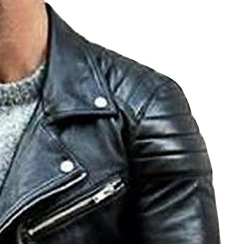Maiyifu-GJ Motorcycle Faux Leather Jackets for Men Slim Fit Leather Biker Jacket Stylish Lightweight Zip Up Biker Coat3