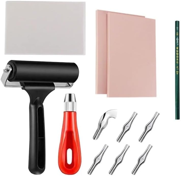 1set Engraving Rubber Stamp Making Kit DIY Handmade Crafts Art Tools Cutter Roller Accessories - (Color: 4)