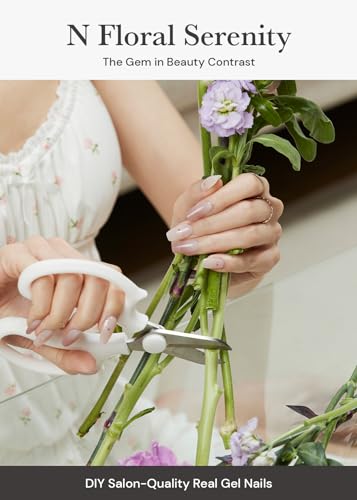 ohora Semi Cured Gel Nail Strips (N Floral Serenity) - 30 Pcs for 2 Nail Cycles, UV Lamp Compatible, Salon-Quality, Long-Lasting & Easy to Apply, Includes 2 Prep Pads, Nail File & Stick - Image 3