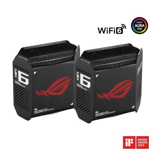 Image of ASUS ROG Rapture GT6 WiFi 6 Gaming Mesh System and RT-AX86U Pro WiFi 6 Gaming Router Bundle, Covers up to 5,800 sq ft