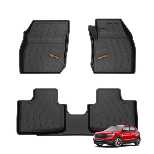 Image of Amazon Basics - 5D Car Floor Mats for Skoda Kushaq (June 2021-Present) | Black | All-Weather Protection | Precision Fit| TPE
