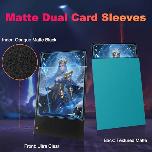 Image of 200 Pack Card Sleeves, Matte Dual Trading Card Sleeves with Opaque Back & Smooth Shuffle, Tear Resistant Card Protectors for MTG, TCG and Game Cards (Glacier Blue)