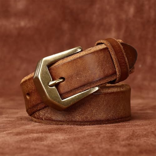 5.5mm Extra Thick Cowhide Leather Belt 3.8cm Wide Vintage Copper Pin Buckle Raw Edge Men's Gift2